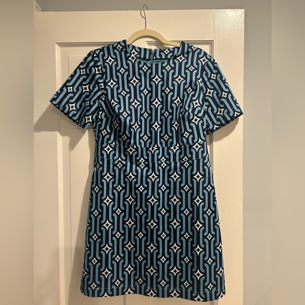 Boden Navy and White Patterned Midi Dress